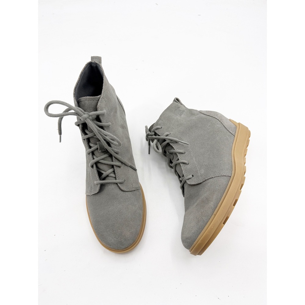 Sorel Evie Chukka Quarry Grey Suede Waterproof Wedge Boots NL5023-052 Womens 11